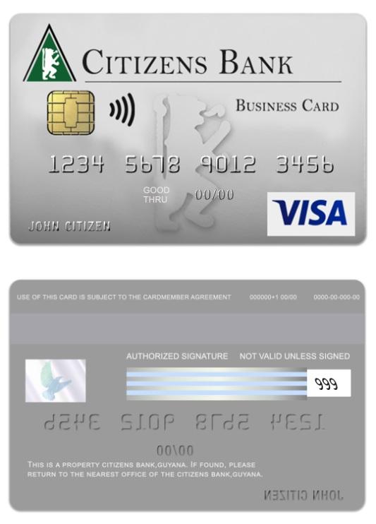 Guyana Citizens Bank visa business card
